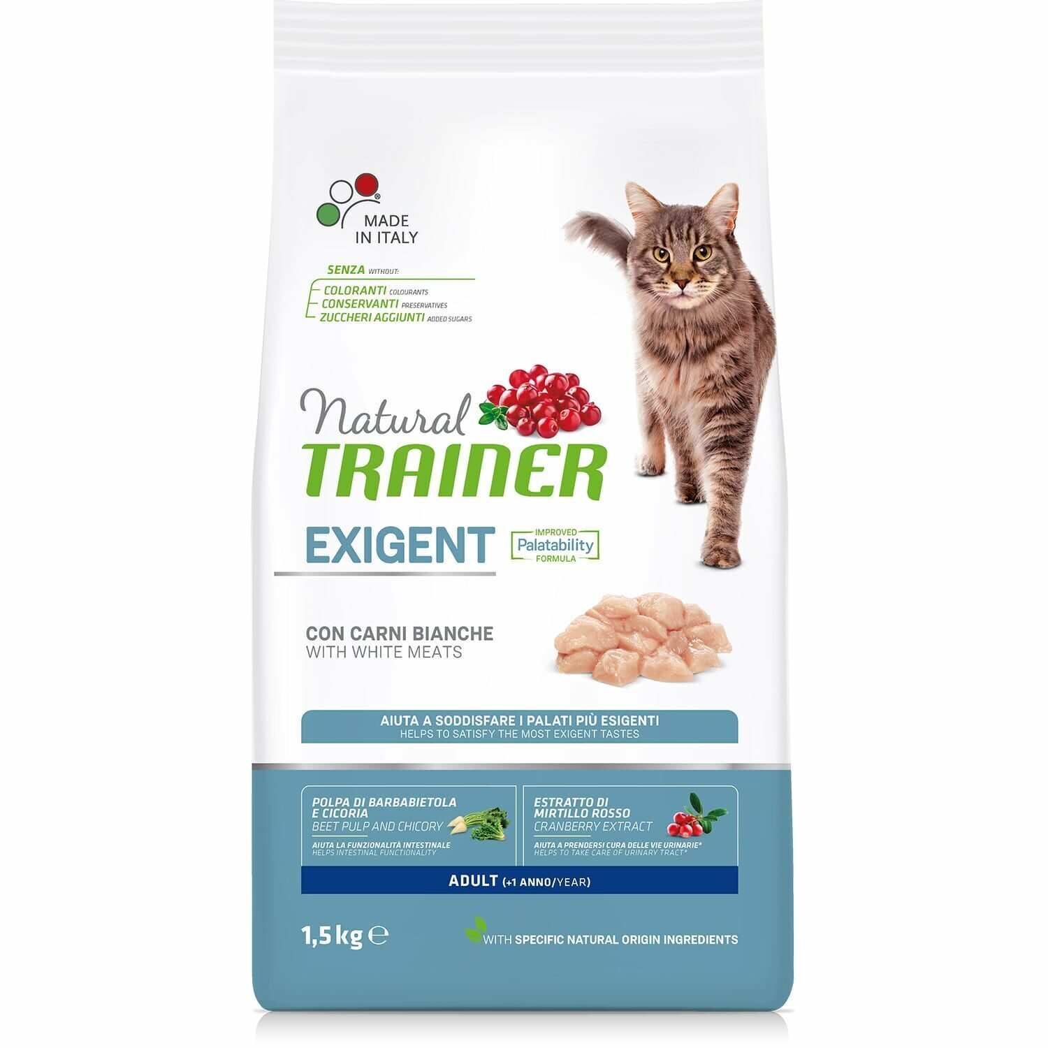 Сухой корм Trainer Natural Adult Exigent (Белое мясо) для привередливых кошек, 1,5 кг в Зоомагазин "Природа"