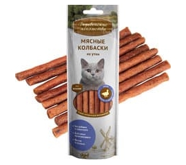 Мясные колбаски из утки "Деревенские лакомства" для кошек, 8 колбасок, 45г. в Зоомагазин "Природа"
