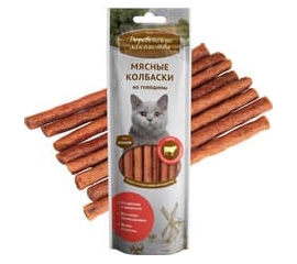 Мясные колбаски из говядины "Деревенские лакомства" для кошек, 8 колбасок, 45г. в Зоомагазин "Природа"