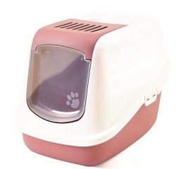 Туалет-домик "SAVIC" "Nestor" для кошек, 56 x 39 x 38.5 см, белый/нежно-розовый, пластик в Зоомагазин "Природа"