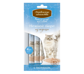 Нежное пюре из тунца "Деревенские лакомства", для кошек, 4 шт по 10 гр в Зоомагазин "Природа"