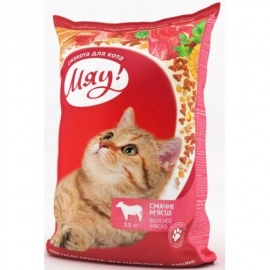 Корм Мяу! для взрослых кошек, мясной 0,4 кг в Зоомагазин "Природа"