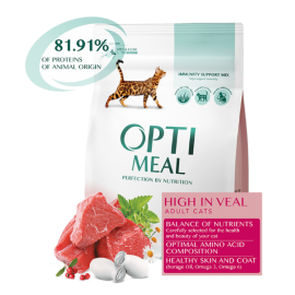 Корм Optimeal для взрослых кошек с телятиной, 4 кг в Зоомагазин "Природа"