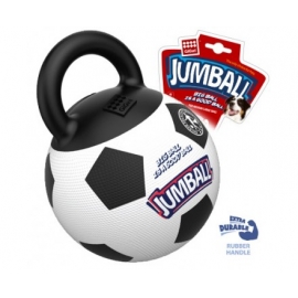 Игрушка "GiGwi" для собак "Мяч с захватом" с ручкой "Джамбол",резиновый, белый/чёрный, 26 см в Зоомагазин "Природа"