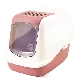 Туалет-домик "SAVIC" "Nestor" для кошек, 56 x 39 x 38.5 см, белый/нежно-розовый, пластик в Зоомагазин "Природа"