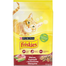 Корм сухой Friskies для взрослых кошек, с мясом, курицей и полезными овощами, 1,5 кг в Зоомагазин "Природа"