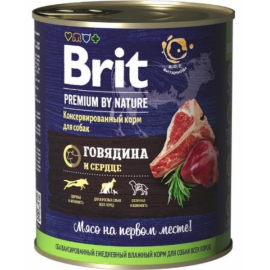 Брит NEW Консервы д/собак Brit Premium BY NATURE Говядина и сердце, 850г (40179) в Зоомагазин "Природа"