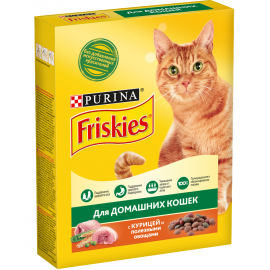 Корм сухой Friskies для кошек, с курицей и полезными овощами, 300г в Зоомагазин "Природа"