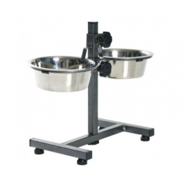 Стойка с двумя мисками 20см серебр. в Зоомагазин "Природа"