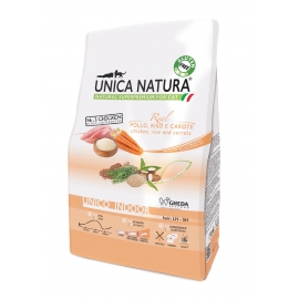 Корм Unica Natura Indoor для кошек,курица,рис,морковь, 350гр в Зоомагазин "Природа"
