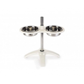 Стойка меламиновая белая с двумя мисками 53*45см в Зоомагазин "Природа"