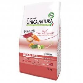 Корм Unica Natura для собак крупных пород, оленина,рис,морковь,12кг в Зоомагазин "Природа"