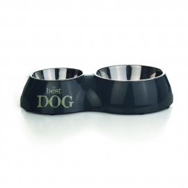 Миска для собак двойная серая 31х17,5см в Зоомагазин "Природа"