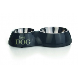 Миска для собак двойная серая 37х22см в Зоомагазин "Природа"