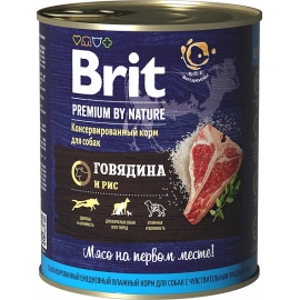 Брит NEW Консервы д/собак Brit Premium BY NATURE Говядина и рис, 850г (40193) в Зоомагазин "Природа"