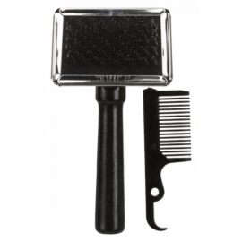 <bdi>2353 Мягкая щетка-пуходерка + гребешок TRIXIE для ухода за шерстью, с деревянной ручкой</bdi> в Зоомагазин "Природа"