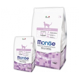 Корм низкокалорийный Monge Cat Sterilized для стерилизованных кошек (с цыпленком), 400 гр в Зоомагазин "Природа"