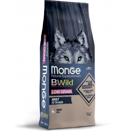 Корм беззерновой Monge Dog BWILD LOW GRAIN GOOSE/для взрослых собак всех пород с мясом ГУСЯ, 2,5кг в Зоомагазин "Природа"