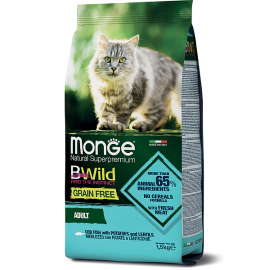 Корм беззерновой Monge Superpremium Cat Bwild Merluzzo из трески, картофеля и чечевицы для взрослых в Зоомагазин "Природа"