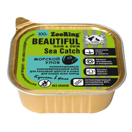 Консервы ZooRing для улучшения шерсти кошек кусочки в желе с львинкой Морской улов, 100 г в Зоомагазин "Природа"