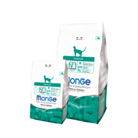 Корм Monge Cat  Hairball для кошек для выведения комков шерсти с цыленком, 400 г в Зоомагазин "Природа"