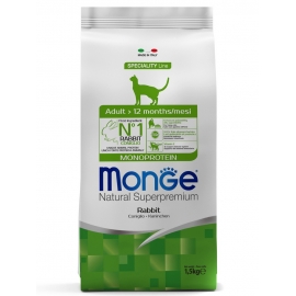 Корм Monge Cat Monoprotein Rabbit - Монопротеиновый сухой корм для взрослых котов с кроликом, 1,5кг в Зоомагазин "Природа"
