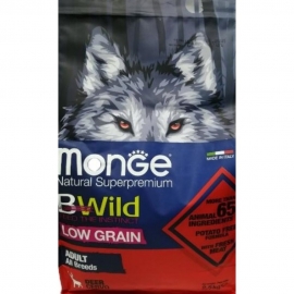 Корм Monge Dog BWILD LOW GRAIN ADULT Deer с олениной для взрослых собак всех пород, 2,5 в Зоомагазин "Природа"