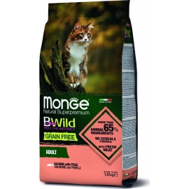 Корм беззерновой Monge Superpremium Cat Bwild Salmone для взрослых кошек лосось/горох, 10 кг в Зоомагазин "Природа"