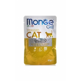 Консервированный корм Monge Cat Grill Pouch Sterilised Galletto для котов с кусочками птицы и  в жел в Зоомагазин "Природа"