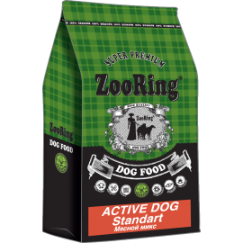 ZooRing Adult Active Dog Standart (Мясной микс) 10 кг, Сухой корм для взрослых собак средних и крупных пород в Зоомагазин "Природа"