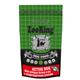 ZooRing Adult Active Dog (Молодой бычок и рис) 2 кг, Сухой корм для взрослых собак средних и крупных пород в Зоомагазин "Природа"