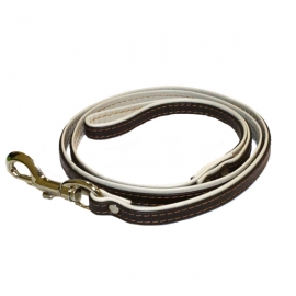 Поводок кожаный humpo, серия РОЛЛ, ш 20, длина 1,2 м, коричневый верх, белый низ в Зоомагазин "Природа"