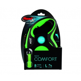 Поводок-рулетка ФлексиNew Comfort L лента 8m зеленая в Зоомагазин "Природа"