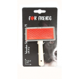 Пуходерка металлическая с деревянной ручкой (с каплей) M 9*12.5 см в Зоомагазин "Природа"