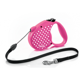 Рулетка-поводок Флекси Color S Dots Трос 5м розовая в Зоомагазин "Природа"